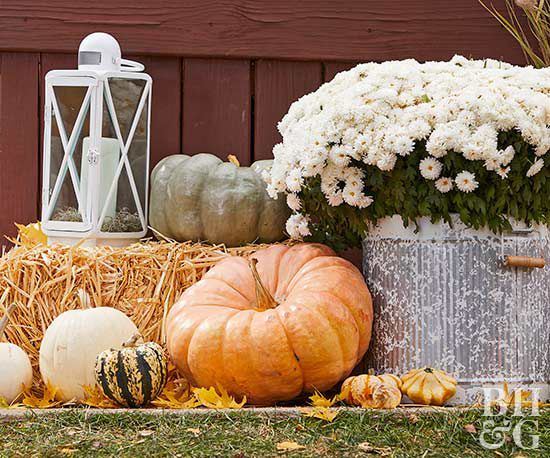 halloween pumpkin and hay bale