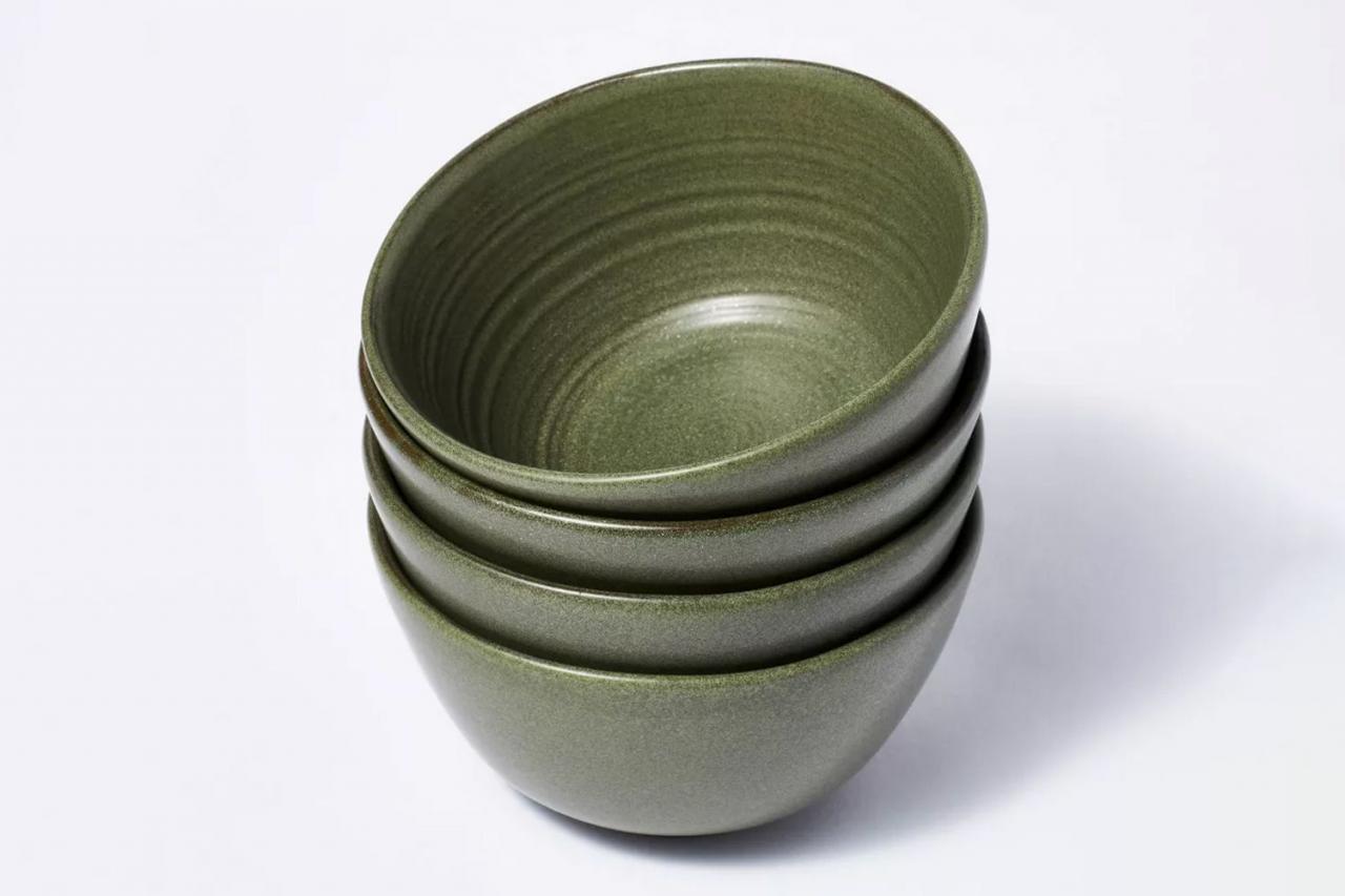 22oz 4pk Stoneware Salad Bowls Green - Thresholdâ¢ designed with Studio McGee