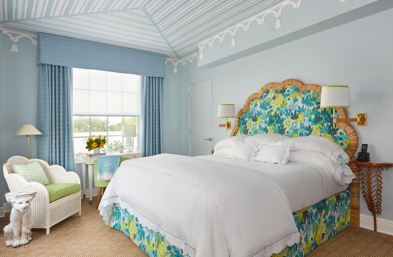 Blue bedroom at the Colony Hotel with Society Social furnishings
